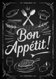 Affiche Bon Appétit restaurant rétro noir et blanc