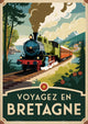 Affiche locomotive à vapeur Bretagne Art Déco