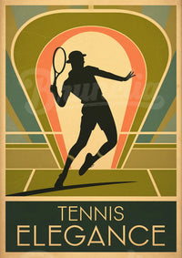 Affiche joueur de tennis Art Déco élégance rétro