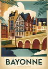Affiche Architecture Médiévale et Pont Historique Bayonne