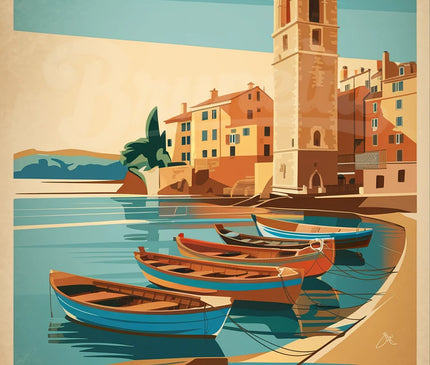Affiche peinture artistique Collioure rétro