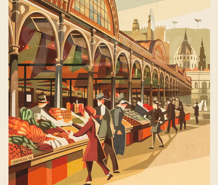 Affiche marché couvert rétro Budapest