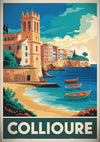 Affiche Collioure église fortifiée et port méditerranéen