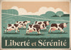 Affiche vaches et liberté rurale style art déco