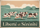 Affiche vaches et liberté rurale style art déco