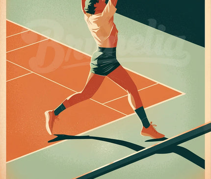 Affiche vintage ambiance rétro court de tennis