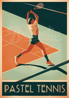 Affiche joueur de tennis en action style art déco