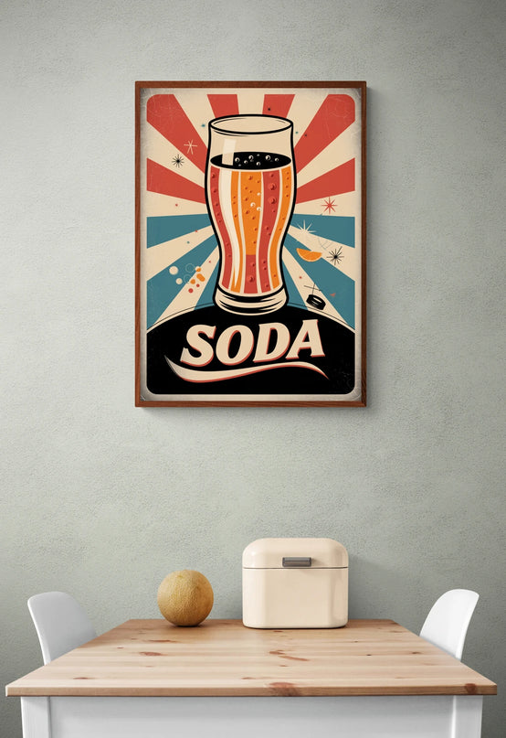 Affiche verre soda ancien