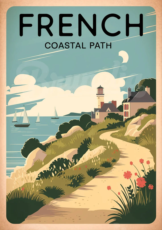 Affiche vintage sentier côtier