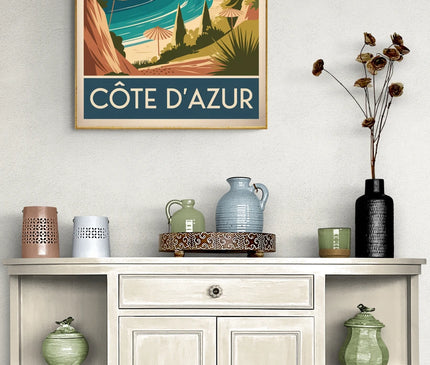 Affiche vintage mer Méditerranée Côte d’Azur