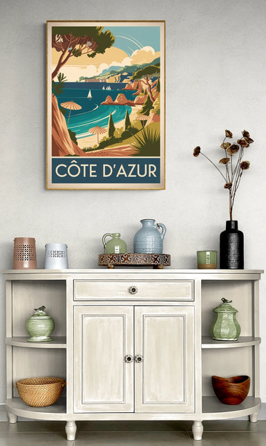 Affiche vintage mer Méditerranée Côte d’Azur