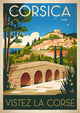 Affiche Corsica Visitez la Corse village méditerranéen