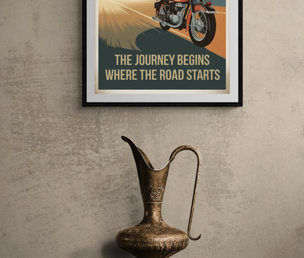 Affiche moto et route rétro
