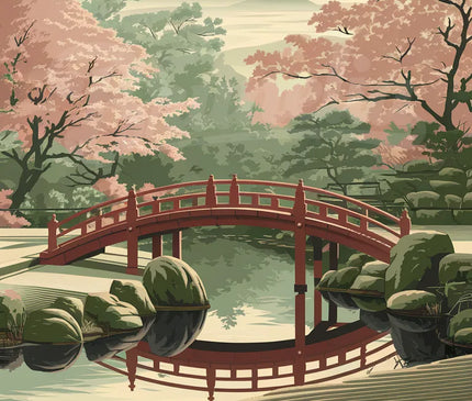 Affiche jardin zen rétro Kyoto
