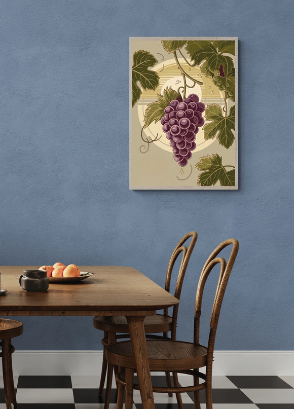 Affiche vintage grappes de raisin rétro