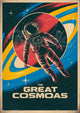 Affiche astronaute cosmique rétro futuriste