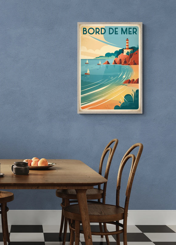 affiche rétro bord de mer
