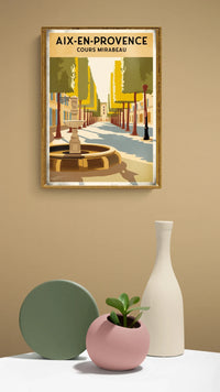 Affiche Cours Mirabeau Aix-en-Provence Art Déco