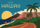 Affiche Hawaï route palmiers style Art Déco rétro