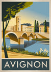 Affiche Avignon pont de pierre style art déco