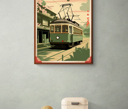 Affiche tramway rétro Tokyo