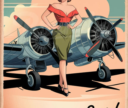 Affiche pin-up et avion vintage 1
