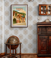 Affiche Thiers architecture médiévale style rétro
