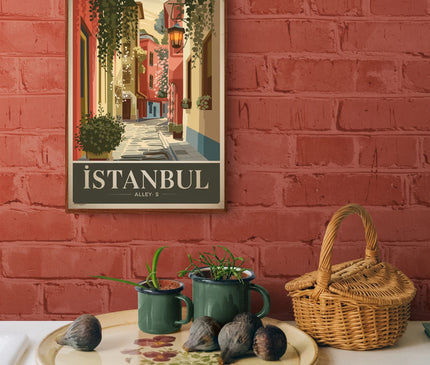 Affiche ruelles colorées Istanbul vintage