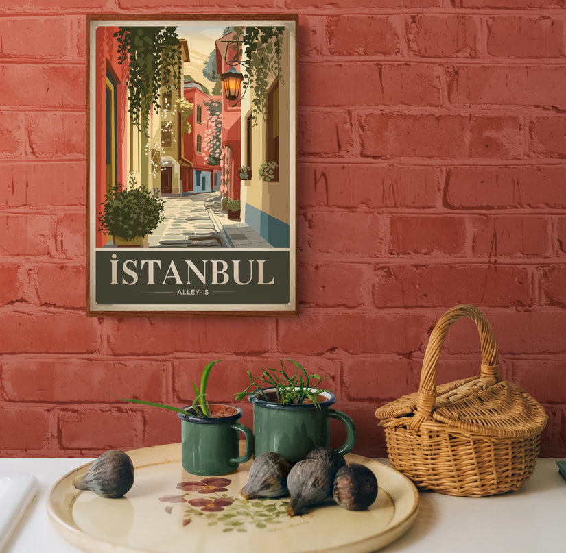 Affiche ruelles colorées Istanbul vintage