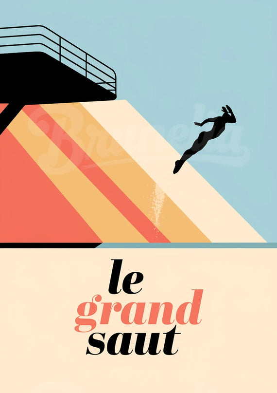 Affiche plongeoir vintage