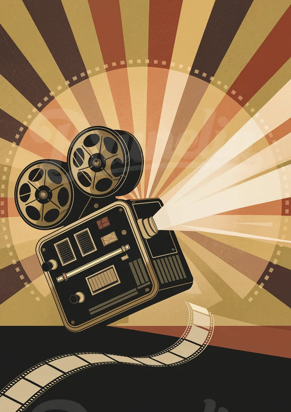 Affiche projecteur 8mm rétro