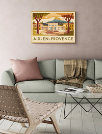 Affiche Aix-en-Provence palais et fontaine style Art déco