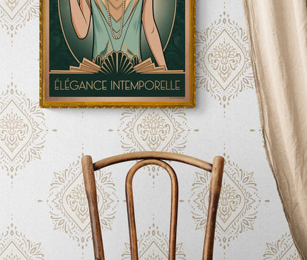 Affiche vintage femme et perles