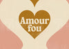 Affiche Amour fou cœur doré style rétro années 70