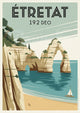 Affiche illustration des falaises d'Étretat - Style rétro graphique