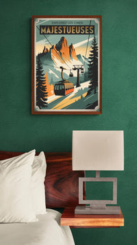 Affiche téléphérique montagne Majestic vintage