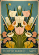 Affiche Flower Market Paris art déco tropical teal doré