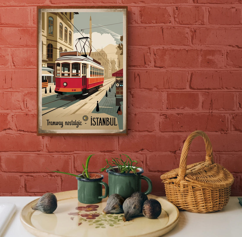 Affiche tramway ancien Istanbul vintage