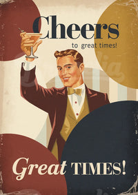 Affiche homme champagne célébration années 1920