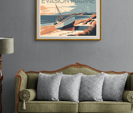Affiche vintage barque échouée 1