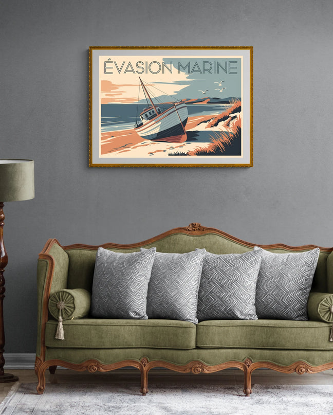 Affiche vintage barque échouée 1