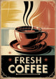 Affiche rétro tasse de café fumant style années 1930
