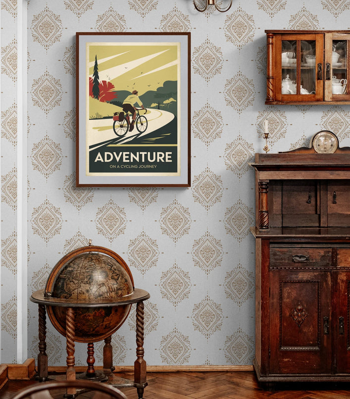 Affiche vintage aventure à vélo