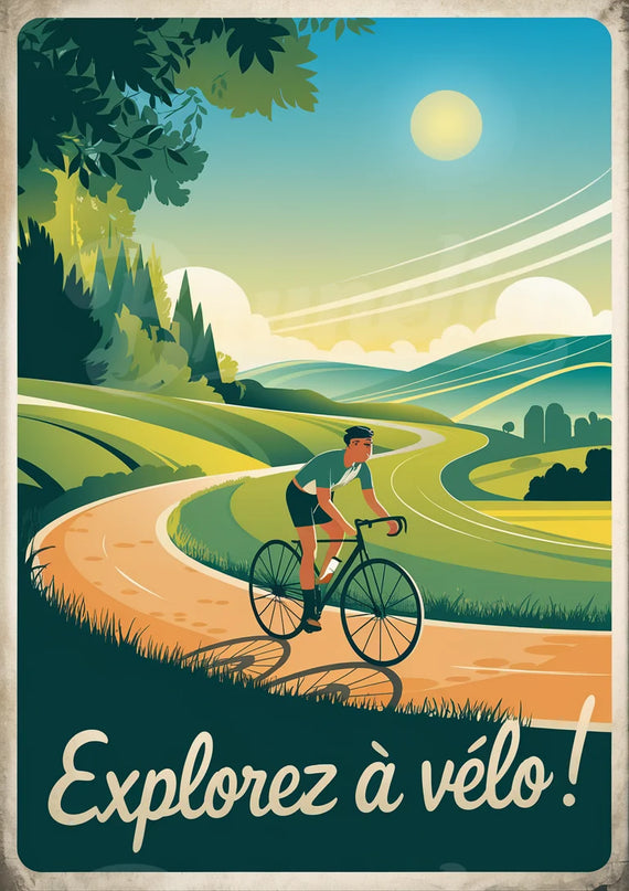 Affiche vintage piste cyclable