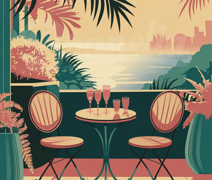 Affiche ambiance terrasse rétro