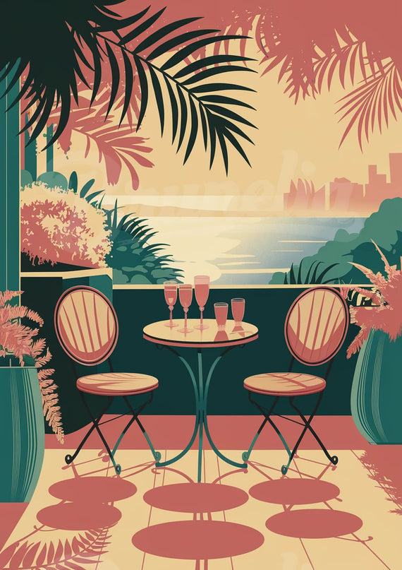 Affiche ambiance terrasse rétro