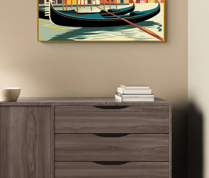 Affiche vintage gondole et canal italien