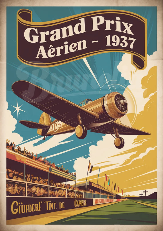 affiche vintage course aérienne