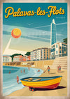 Affiche Palavas-les-Flots bateau plage côte méditerranéenne