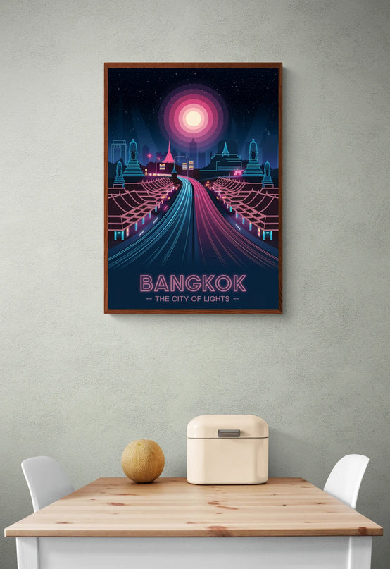 Affiche ambiance nocturne vintage Bangkok